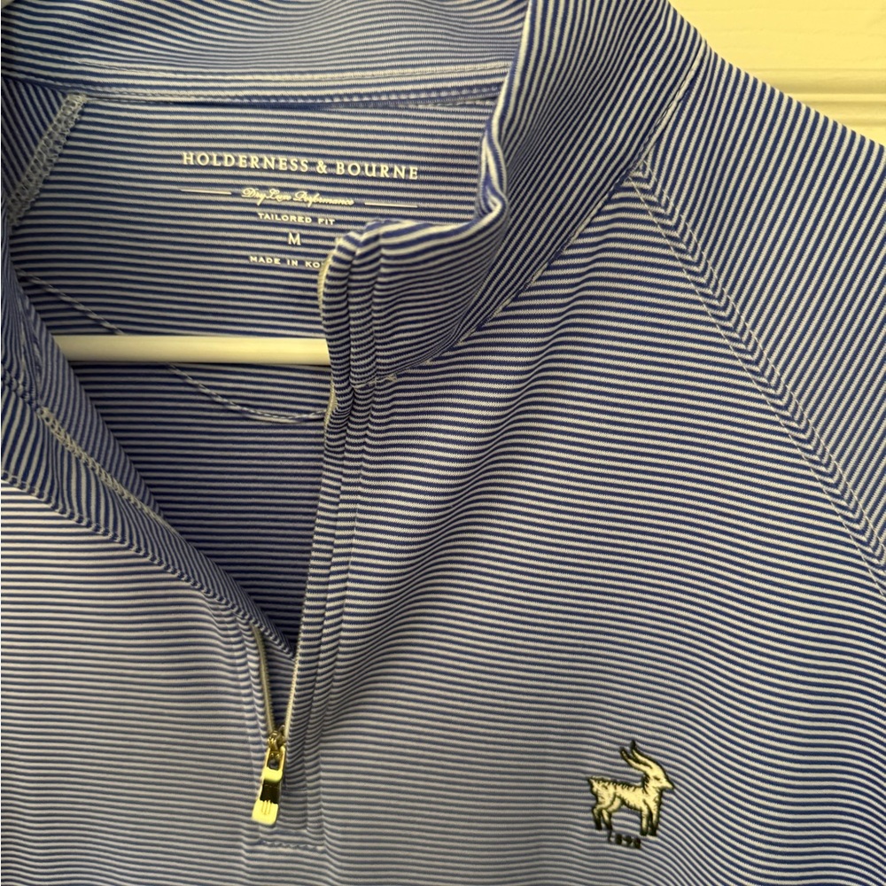 Holderness and Bourne Men's Blue Quarter-Zip Pullover - Picture 2 of 3